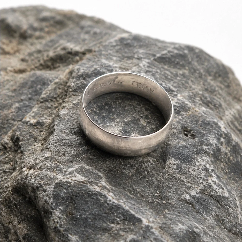 925 Sterling Silver Classic Men's Silver Band Ring Size 9 - Picture 10 of 15